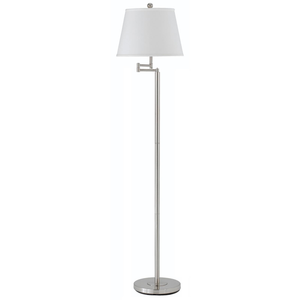 60" Nickel Swing Arm Floor Lamp With White Square Shade - 606114728962