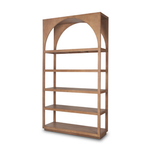 47" Brown Arched Solid Wood Five Tier Bookcase - 880016819595