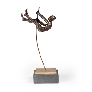 Bronze Resin Pole Vaulting Man Tabletop Sculpture - 880016870763