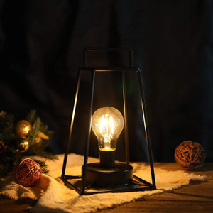 10" Black Metal Geometric Battery Operated Desk Lamp With Novelty Shade - 880024837864