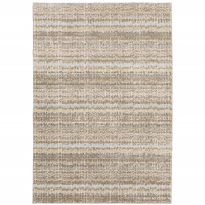 7' X 10' Gray and Ivory Abstract Power Loom Area Rug Polypropylene, Nylon Home Accent