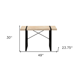 49" Natural and Black Computer Desk - 606114856115
