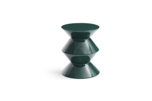 18" Green Wood Round Top Geo Pedestal End Table - 880024987842