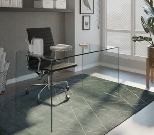 43" Clear Glass Computer Desk - 880016843613