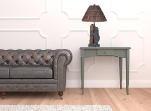 29" Bronze Table Lamp With Brown Empire Shade - 606114727743