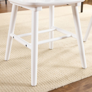 Set of Four White Solid Wood Windsor Back Dining Side Chairs - 880016839579