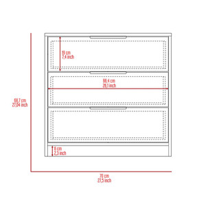28" Light Gray Wood Three Drawer Dresser - 880016702552