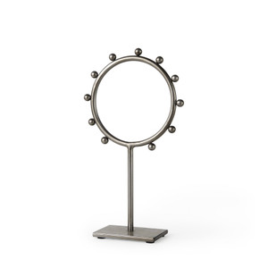13" Gray Metal Circle Tabletop Sculpture - 880024883625