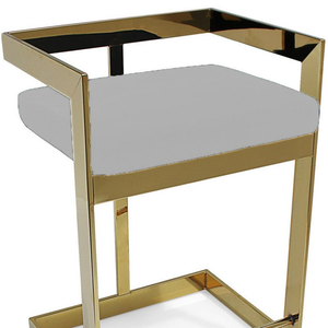 26" Gold and Gray Metal and Velvet Low Back Counter Height Bar Chair - 880016637526