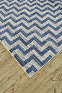 10' X 13' Blue and Gray Chevron Power Loom Area Rug - 608219209872
