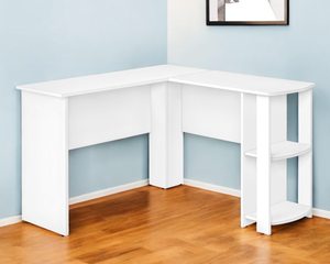 47" White Wood Corner Computer Desk - 606114939436