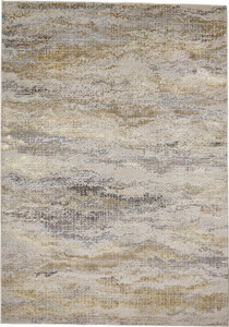 10' X 13' Gold Gray And Ivory Abstract Stain Resistant Area Rug - 606114121749