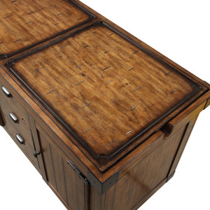 Rustic Farmhouse Warm Tobacco Rolling Kitchen Cart - 689211815179