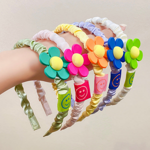 Girls Plastic Flower Decoration Fabric Headband - 716252324961