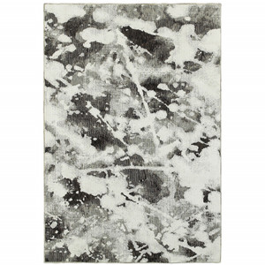 Homeroots Home Decor 8' x 10' Abstract Area Rug, Charcoal and White, Power Loom Stain Resistant