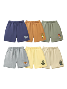 Boys Solid Soft Cotton Casual Style Shorts With Cartoon Logo - 716252304550
