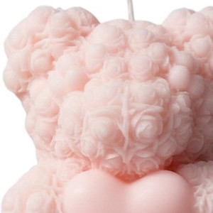 4" Pink Creamy Vanilla Scented Dimensional Teddy Bear Candle - 880024677194