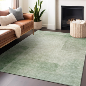 9' X 12' Artichoke Green Geometric Washable Indoor Outdoor Area Rug - 880016649796