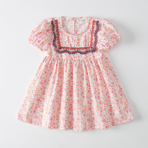 Baby Girl Solid Color Embroide Design Doll-Neck Dress - 643491114414