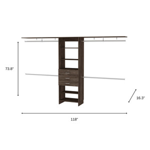 118" Dark Brown Manufactured Wood Closet System - 608219315672