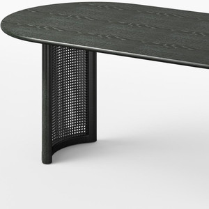 79" Black Solid Wood Double Pedestal Base Oval Dining Table - 880024937212