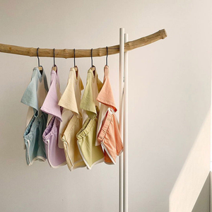 Baby Boys And Girls Color Patchwork Design Round Neck Short-Sleeved Top Combo Shorts Summer Cotton Sets - 716252334144