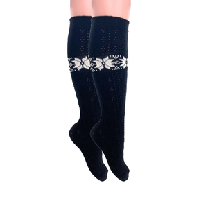1 Pair Women's Cotton Knee-High Knitted Lace Socks  Soft - 742137051769