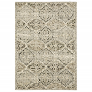 Homeroots Home Decor 10' x 13' Ivory and Gray Floral Trellis Indoor Area Rug