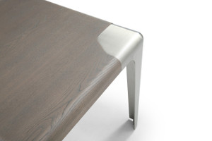 20" Ash Gray and Silver Wood and Stainless Steel Square End Table - 880016503692