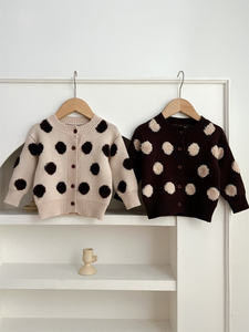 Children Polka Dots Knitted Cardigan For Spring Boys And Girls Sweater - 716252306677