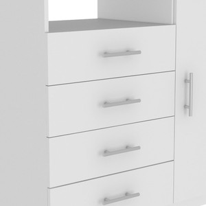 36" White Four Drawer Combo Dresser With Open Shelf - 608219326746