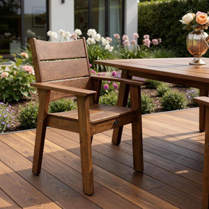 26" Walnut Textured Heavy Duty Plastic Outdoor Dining Chair - 880024519890