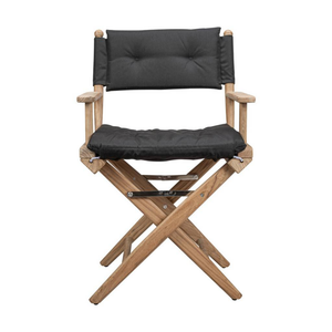 23" Black and Brown Solid Wood Indoor Outdoor Director Chair with Black Cushion - 606114762959