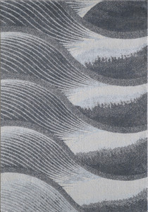 Homeroots Home Decor 10’ x 13’ Gray Blue Abstract Waves Modern Area Rug, Gray Blue, 120 x 156 Inches