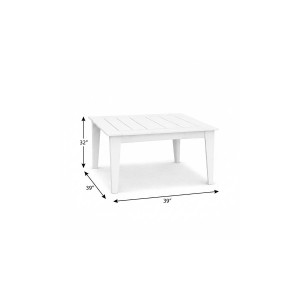 39" White Heavy Duty Plastic Square Outdoor Dining Table - 880024825427