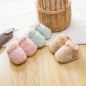Newborn Baby Solid Color Plush Warm Shoes Outfits In Autumn & Winter - 643491109281