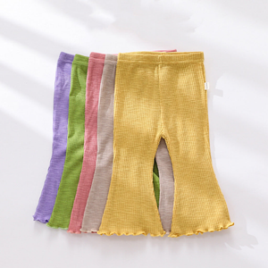 Baby Girl Solid Color Autumn Bell-Bottomed Pants - 716252329188