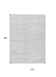10' X 14' Silver And Ivory Abstract Washable Indoor Outdoor Area Rug - 880016514964