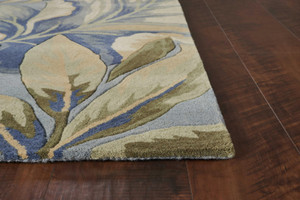 Homeroots Home Decor 5'x8' Blue Hand Tufted Tropical Plants Indoor Area Rug, Blue, Hand-Tufted