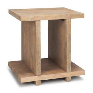 22" Brown Solid Wood Sled End Table With Shelf - 880016558814