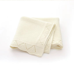 Children Solid Color Hollow Carved Graphic Design Simply Style Wool Quilt Blanket - 643491117330