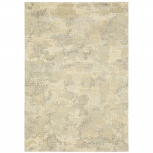 Homeroots Home Decor Grey Ivory Beige and Taupe Abstract Power Loom Stain Resistant Area Rug 10' x 13'