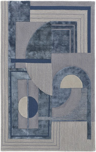 Homeroots Home Decor 5' X 8' Blue Ivory And Gray Wool Striped Tufted Handmade Area Rug