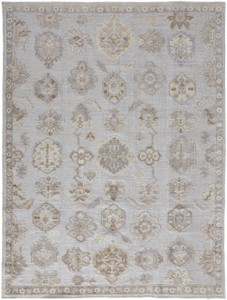 Homeroots Home Decor 5' X 8' Ivory Silver And Tan Floral Hand Knotted Stain Resistant Area Rug