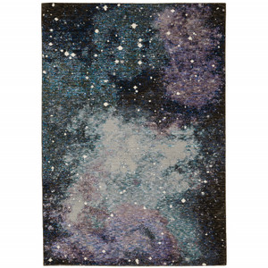 10' X 13' Purple Teal And Brown Abstract Power Loom Stain Resistant Area Rug - 606114618904