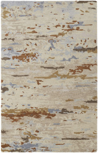 Homeroots Home Decor 8' X 10' Ivory Blue and Brown Wool Abstract Tufted Handmade Stain Resistant Area Rug