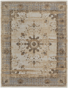 12' X 15' Tan Brown And Gray Power Loom Distressed Area Rug