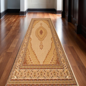 14' Beige And Cream Moroccan Runner Rug