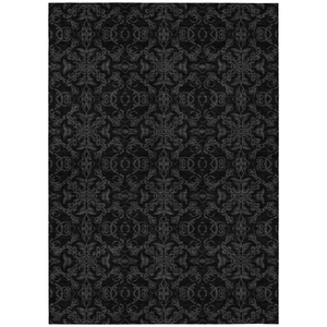 10' X 14' Gray And Charcoal Medallion Washable Indoor Outdoor Area Rug