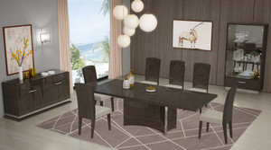 57" X 64.5" X 130.5" Gray Dining Table and 6Pcs Chair Set